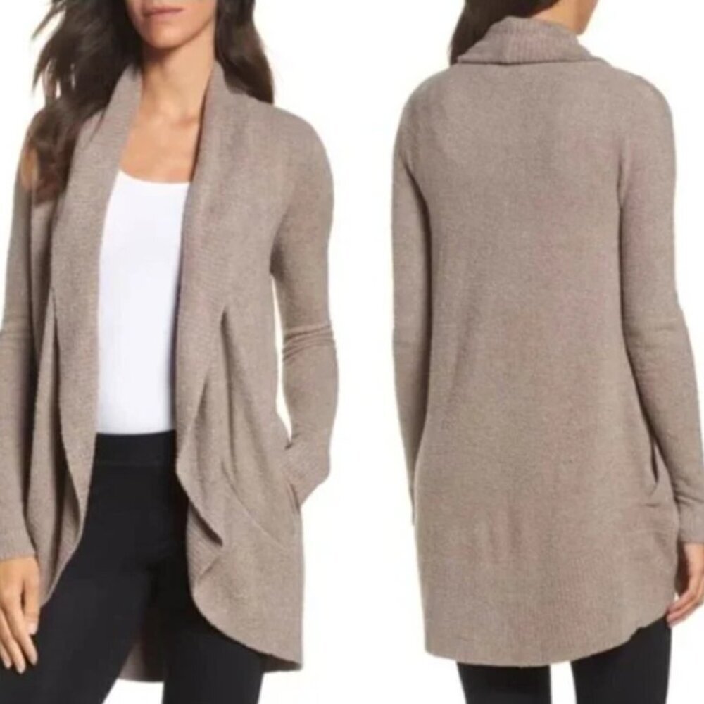 Barefoot Dreams Bamboo Chic Lite Open Front Cardigan Women US XS/S Gray Circle